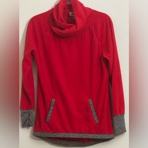Women's Red and gray Cowl Neck Sweater